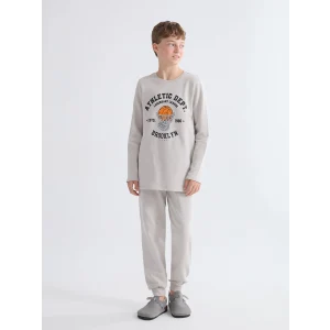 LCW Kids Gri Bisiklet Yaka Erkek Çocuk Pijama Takımı