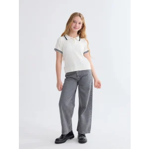 LCW Kids Gri Wideleg Kız Çocuk Jean Pantolon