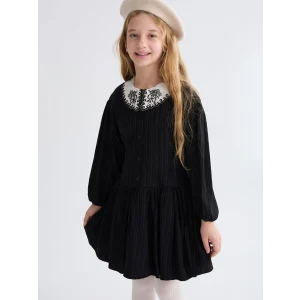 LCW Kids Siyah Bebe Yaka Kız Çocuk Elbise