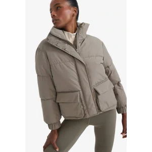 Defacto E9266AXKH464 Haki DeFactoFit Su İtici Oversize Fit Geniş Kalıp Dik Yaka Fermuarlı Çıtçıtlı Cepli Şişme Mont