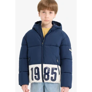 Defacto E9021A8NV256 Lacivert Erkek Çocuk Su Geçirmez Kapüşonlu Fermuarlı Şişme Mont