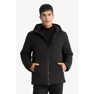 Defacto A2620AXBK27 Siyah Su İtici Regular Fit Kapüşonlu Fermuarlı Cepli Mont