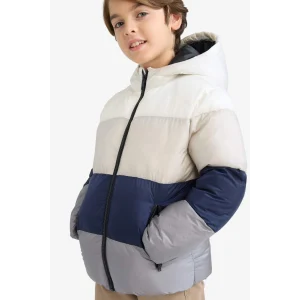 Defacto E7381A8NV256 Lacivert Erkek Çocuk Su İtici Kapüşonlu Polar Astarlı Fermuarlı Şişme Mont
