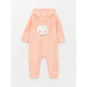 LCW baby Pembe Kapüşonlu Uzun Kollu Kız Bebek Pelüş Tulum