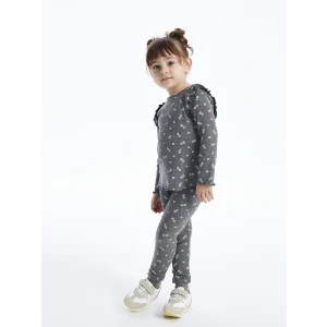LCW baby Antrasit Beli Lastikli Baskılı Kız Bebek Tayt