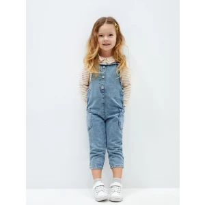 LCW baby Mavi Basic Kız Bebek Jean Salopet