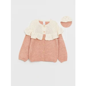 LCW baby Pembe Bisiklet Yaka Uzun Kollu Kız Bebek Triko Hırka