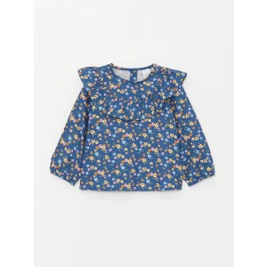 LCW baby Lacivert Bisiklet Yaka Kız Bebek Gömlek