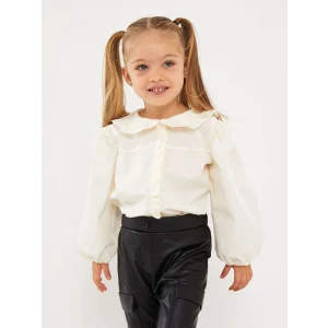 LCW baby Ekru Bebe Yaka Basic Kız Bebek Gömlek