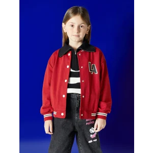 LCW Kids Kırmızı Baskılı Uzun Kollu Kız Çocuk Kolej Ceket