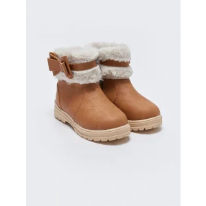 LCW STEPS Kahverengi Fermuarlı Kürk Detaylı Kız Bebek Bot