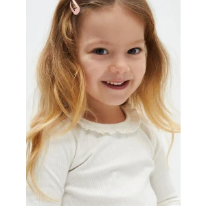 LCW baby Ekru Bisiklet Yaka Uzun Kollu Kız Bebek Tişört