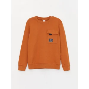 LCW Kids Kahverengi Bisiklet Yaka Uzun Kollu Erkek Çocuk Tişört