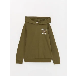 LCW Kids Yeşil Baskılı Uzun Kollu Erkek Çocuk Hoodie