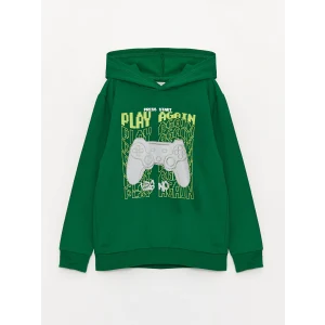 LCW Kids Yeşil Baskılı Uzun Kollu Erkek Çocuk Hoodie