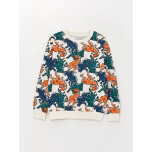 LCW Kids Turuncu Bisiklet Yaka Baskılı Uzun Kollu Erkek Çocuk Sweatshirt
