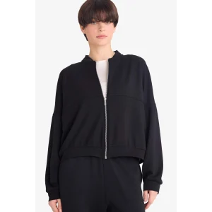 Defacto G3427AXBK81 Siyah Kolej Yaka Basic Düz Fermuarlı Bomber Hırka