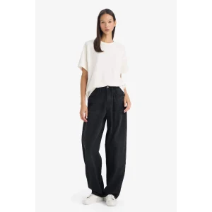 Defacto F2960AXNM40 Siyah Baggy Fit Yüksek Bel Düz Paça Uzun Jean Pantolon