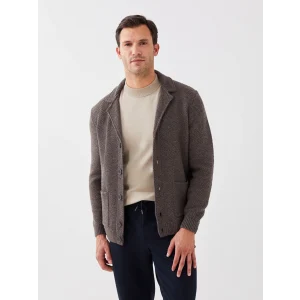 SOUTHBLUE Bej Standart Kalıp Ceket Yaka Erkek Triko Hırka