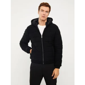 LCW Vision Siyah Slim Fit Kapüşonlu Erkek Triko Mont