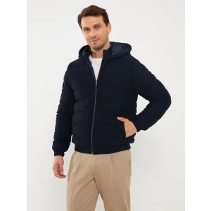 LCW Vision Lacivert Slim Fit Kapüşonlu Erkek Triko Mont