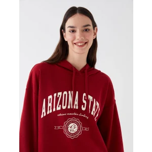 LCW Vision Kırmızı Baskılı Oversize Kadın Hoodie