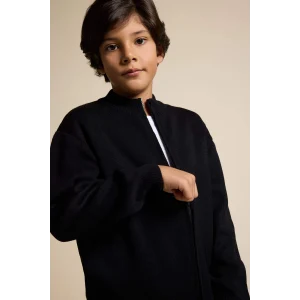 Defacto F0817A8BK27 Siyah Erkek Çocuk Yarım Fermuarlı Hırka