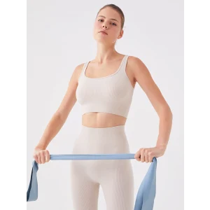 XSIDE ACTIVE Bej Kadın U Yaka Düz Spor Büstiyer