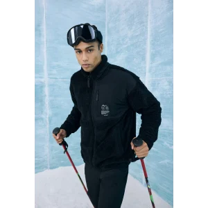 Defacto F3812AXBK81 Siyah DeFactoFit Boxy Fit Dik Yaka İçi Yumuşak Tüylü Pelüş Hırka