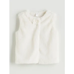 LCW Kids Ekru Bisiklet Yaka Suni Kürklü Kız Çocuk Yelek