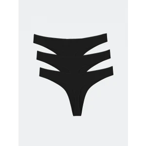 LCW DREAM Siyah Düz Tanga Külot 3lü