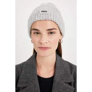 Defacto R7539AZGR211 Gri Kadın Dokuma Etiketli Kışlık Bere