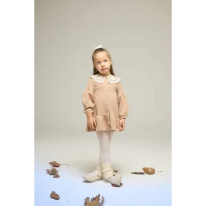 Defacto G0144A5BG400 Bej Kız Bebek Bebe Yaka Uzun Kollu Elbise