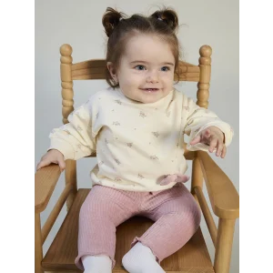 LCW baby Ekru Çiçekli Kız Bebek Sweatshirt ve Tayt