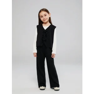 LCW Kids Siyah Simli Triko Kız Çocuk Yelek ve Pantolon