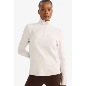 Defacto F1687AXBG721 Bej DeFactoFit Standart Fit Dik Yaka Fermuarlı Sporcu Sweatshirt