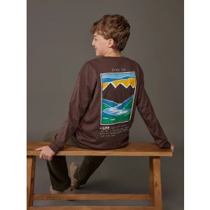 LCW Kids Kahverengi Bisiklet Yaka Baskılı Erkek Çocuk Tişört