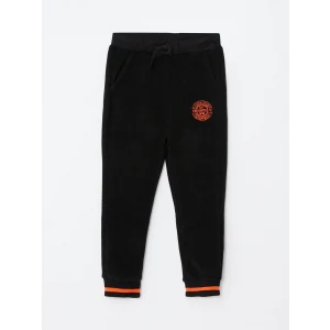 LCW Kids Siyah Beli Lastikli Nakışlı Polar Erkek Çocuk Jogger Eşofman Altı