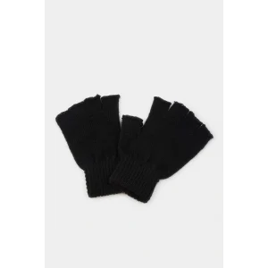 Defacto L9300AZBK23 Siyah Erkek Kesik Parmaklı Triko Eldiven