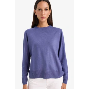 Defacto C0058AXPR160 Mor Relax Fit Bisiklet Yaka Triko Kazak