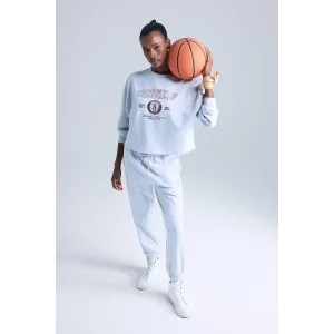 Defacto E8864AXGR421 Gri DeFactoFit NBA Brooklyn Nets Standart Fit Cepli Sporcu Jogger Eşofman Altı