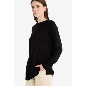 Defacto C4474AXBK27 Siyah Regular Fit Bisiklet Yaka Basic Düz Triko Kazak Tunik