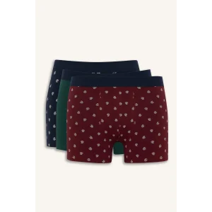 Defacto G2991AXBR115 Bordo Regular Fit Şal Desenli 3lü Boxer