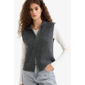 Defacto E8195AXAR191 Antrasit Regular Fit Yarım Balıkçı Yaka Fermuarlı Triko Süveter