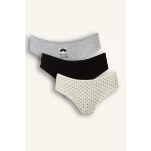 Defacto D6402AXGR93 Gri Ribana 3lü Hipster Külot-Fall in Love