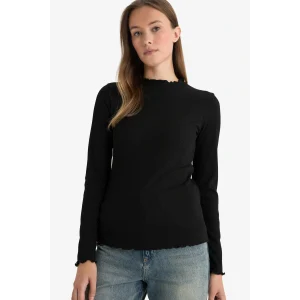 Defacto B2389AXBK81 Siyah Yarım Balıkçı Yaka Fitilli Kaşkorse Uzun Kollu Tunik