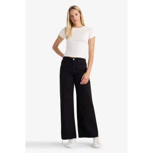 Defacto E4381AXBK81 Siyah Wide Leg Normal Bel Standart Boy Gabardin Pantolon