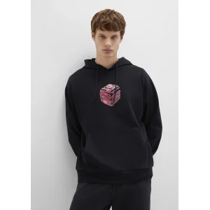 Mavi 0S10397-900 Mavi Baskılı Kapüşonlu Siyah Sweatshirt