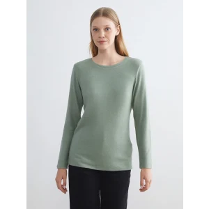 LCWAIKIKI Basic Yeşil Bisiklet Yaka Kadın Body