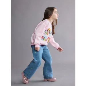 LCW Kids Mavi Nakışlı Kız Çocuk Jean Pantolon
